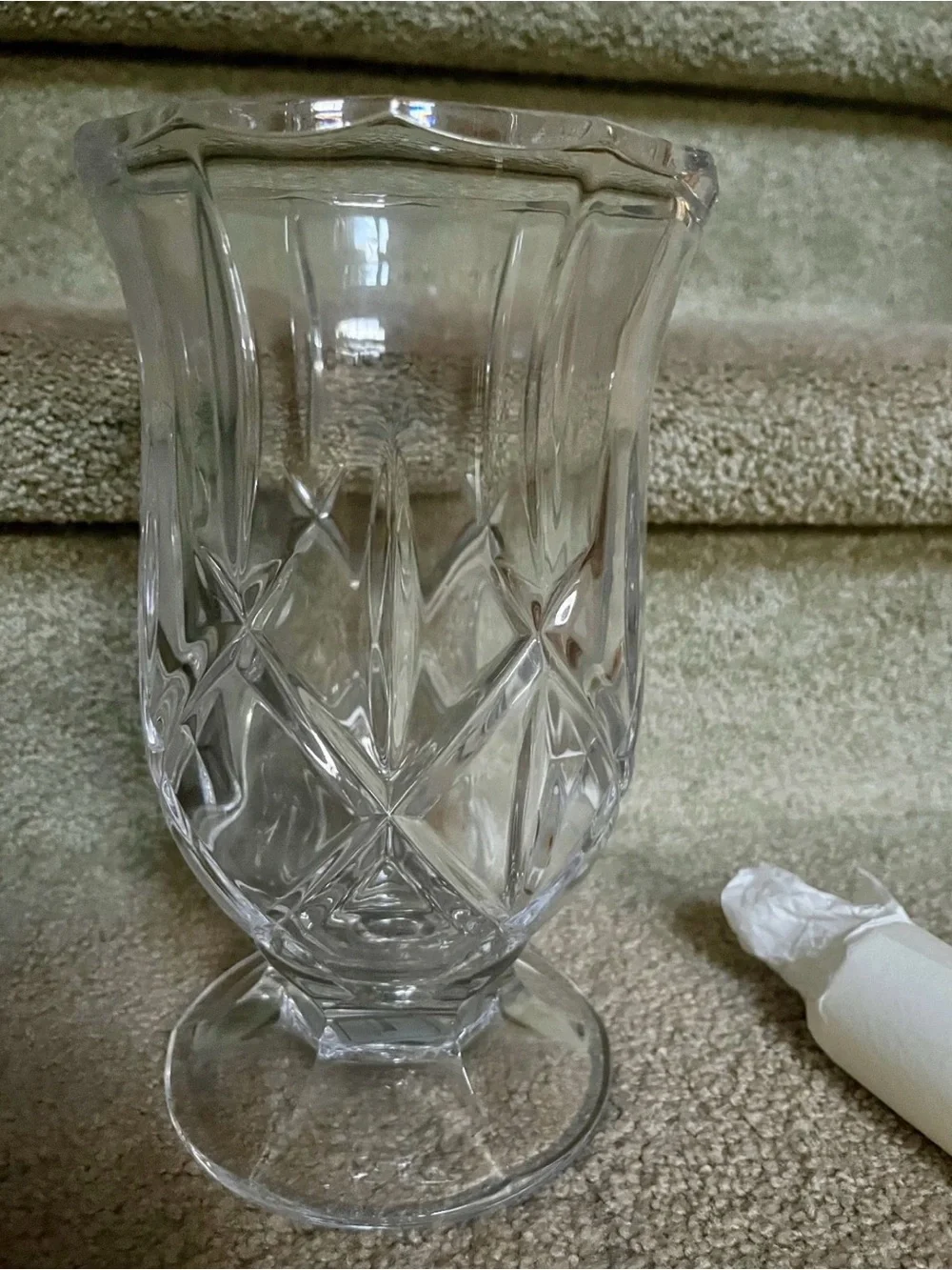 NWT VTG Gorham Lady Anne Crystal Hurricane Candle Holder/Vase w/ Box